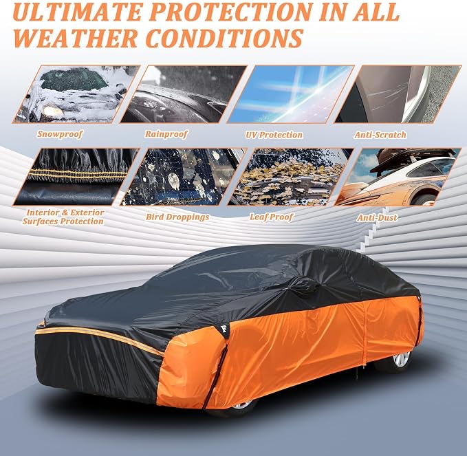 Waterproof Car Cover for Automobiles, All Weather Full Exterior Covers Fit for - Image 5