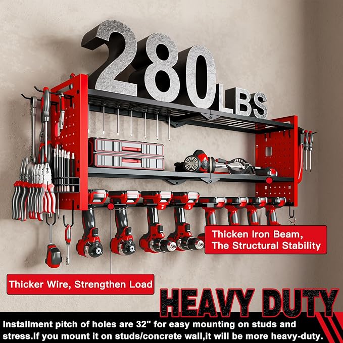 Power Tool Organizer Wall Mount, Cordless Drill Hanger Storage Rack 8 Drill - Image 4