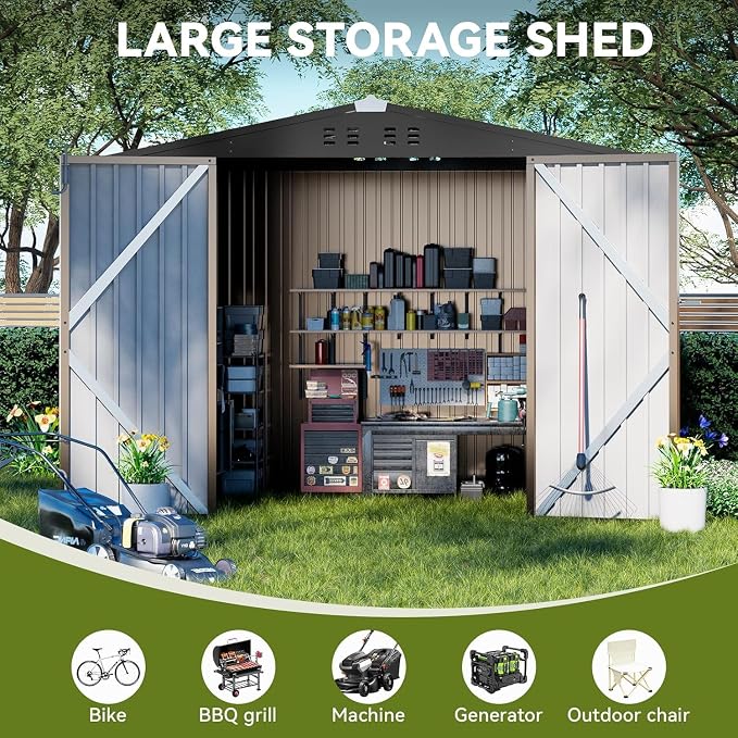 COMHOMA Shed Outdoor Storage Shed Metal, Lockable Doors Tool Sheds - Image 4