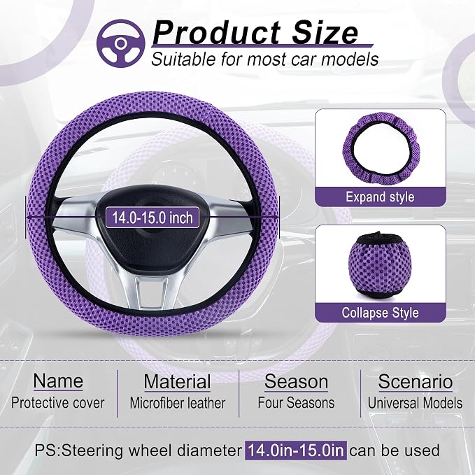 alpmosn Elastic Stretch Steering Wheel Cover, Universal Interior Accessories - Image 2