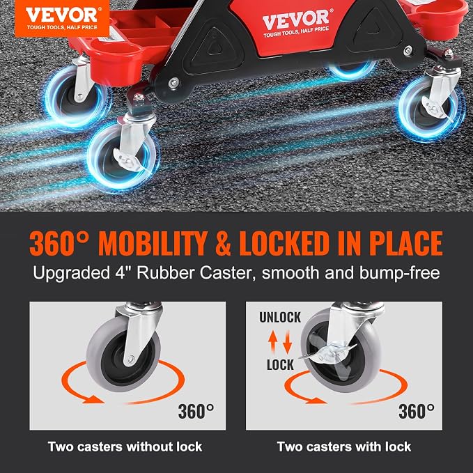 VEVOR Mechanic Stool 300 LBS Capacity Garage Stool Gift - Image 4