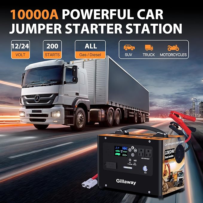 V10 10000A Car Jump Starter, Portable Power Station Backup Lithium - Image 2