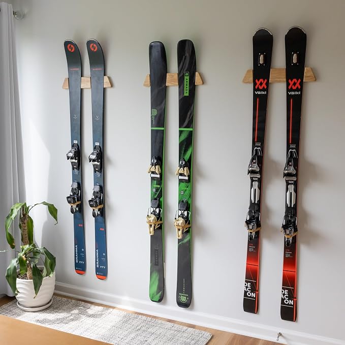 StoreYourBoard Minimalist Wood Ski Rack – Vertical Ski Storage Holder - Image 5