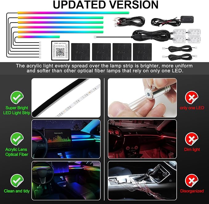 Dreamcolor Acrylic Interior Car LED Strip Light - Image 5
