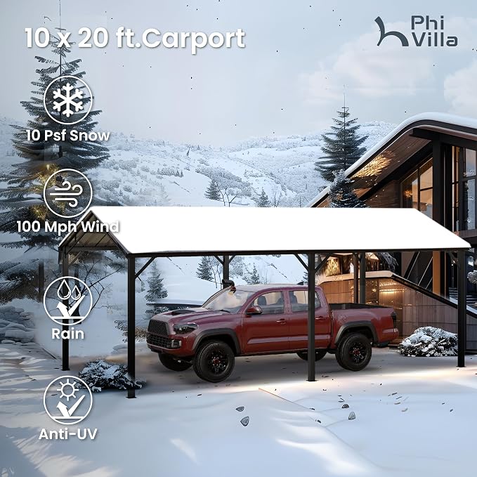 PHI VILLA 10 x 20 ft Carport Metal Carports - Image 8