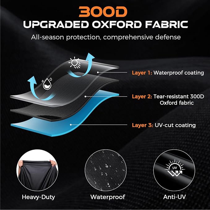 Motorcycle Cover Waterproof Outdoor, 300D Heavy Duty, UV & Rain Resistant - Image 2