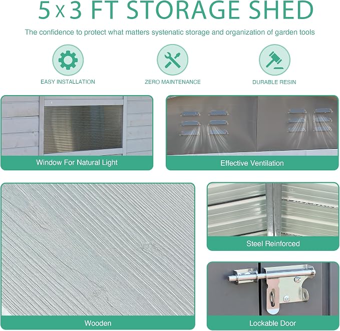 5x3 FT Outdoor Storage Shed - Image 3