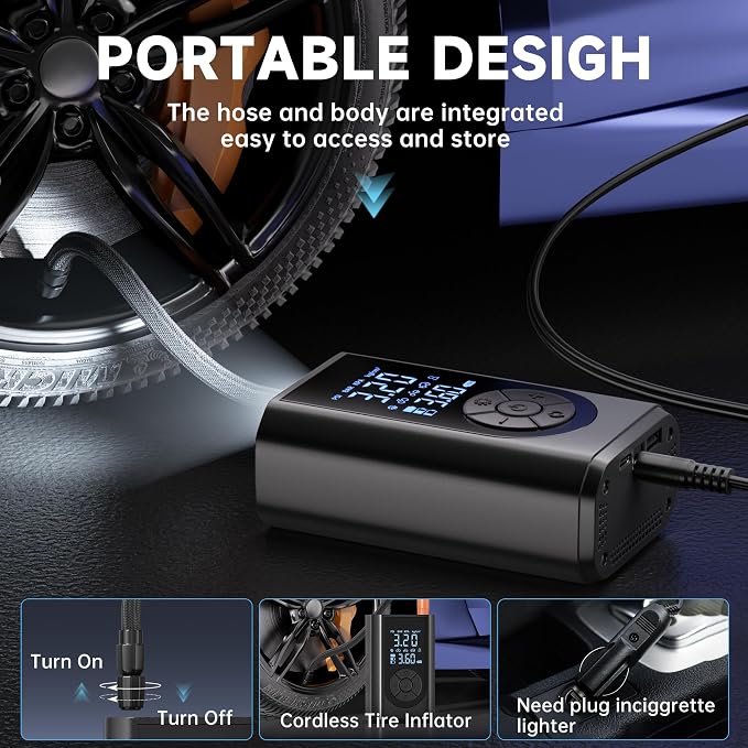 Tire Inflator Portable Air Compressor, 150 PSI Air Pump - Image 4