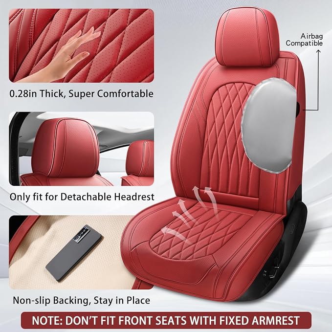 WELLDO Car Seat Covers Full Set, Leather Seat Covers - Image 4