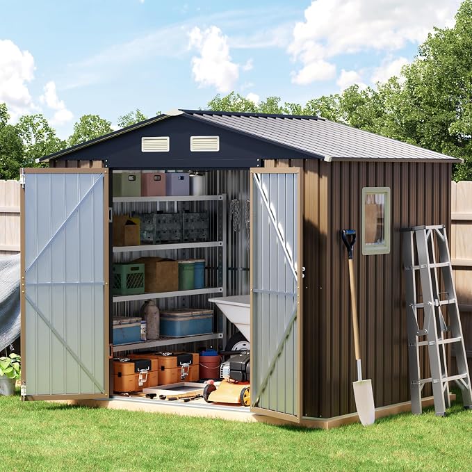 Breezz 8x6FT Outdoor Steel Storage Shed by BreezZ