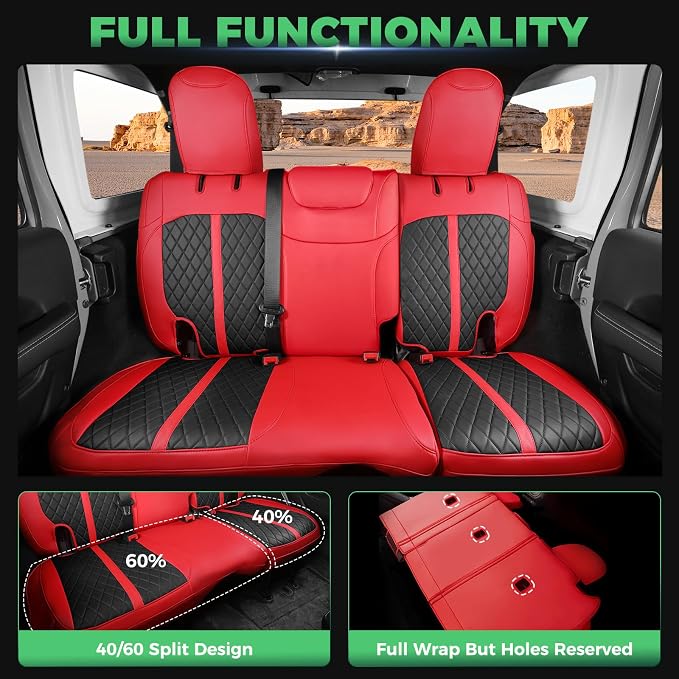 for Jeep Wrangler Seat Covers 4Door JL 2018 2019 2020 2021 2022 2023 2024 2025 - Image 5