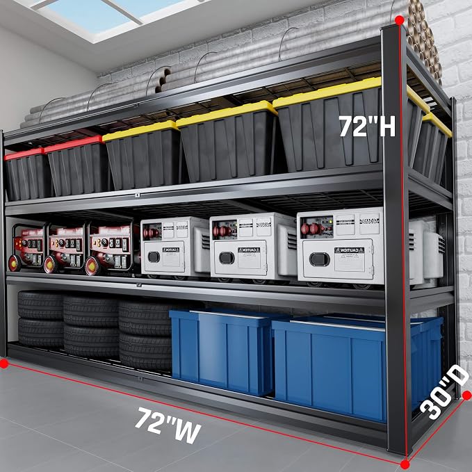 72" W Storage Shelves Heavy Duty Garage Shelving 30" D Metal Shelving Unit - Image 2