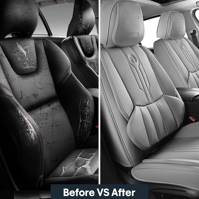 AOOG Front Seat Covers, Car Seat Covers Front Seats, Leather Seat Covers - Image 6