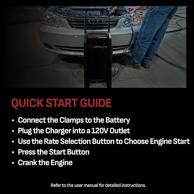 Schumacher Electric Wheeled Battery Charger and Engine Starter, Fully Automatic - Image 3
