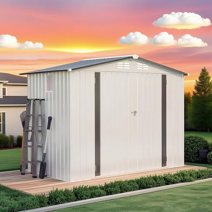 8 x 6 FT Outdoor Storage Shed, Metal Garden Tool Shed by Unknown