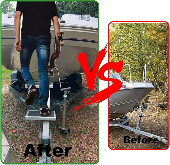 Universal 2 Double Steps Boat Trailer Ladder Boarding Step Fit - Image 5