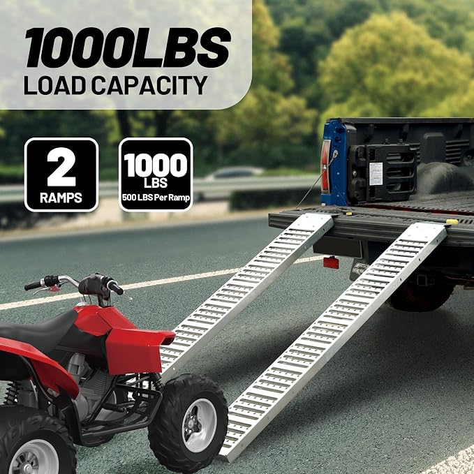 Rockland 84" x10" Steel Truck Ramps, 1000 LBS Capacity, Portable Trailer Ramps - Image 2