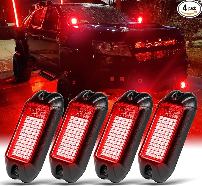 Nicoko 4Pods Pure Red LED Rock Lights 72 pcs LEDs high Power Rock Lights Neon by Nicoko