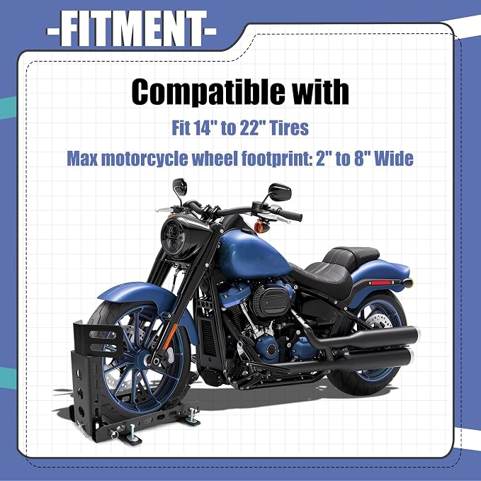 ECOTRIC Motorcycle Wheel Chock Trailer 3000lb Capacity, Adjustable Motorcycle - Image 2
