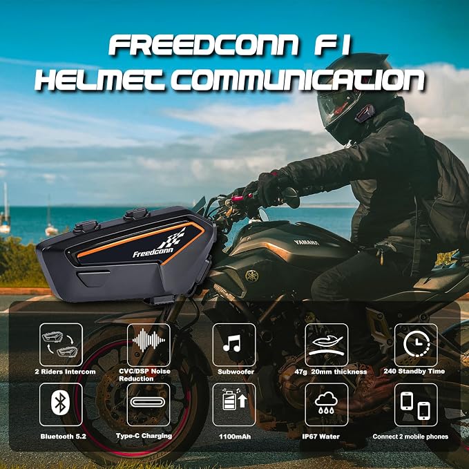 FreedConn F1 Motorcycle Helmet Bluetooth Headset - Image 3