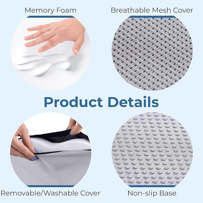 5 STARS UNITED Seat Cushion for Tailbone Pain Relief – Memory Foam Lifting - Image 7