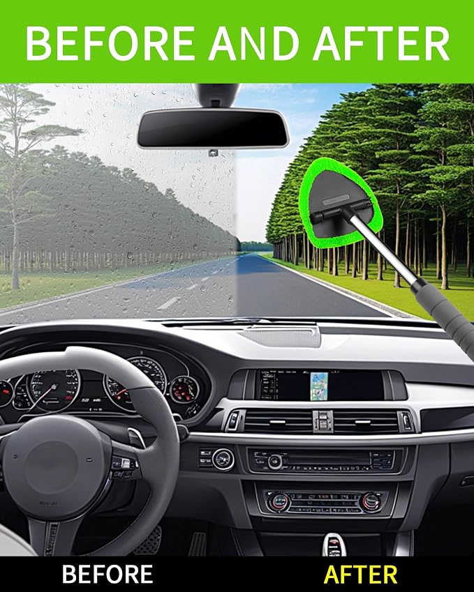 Auto Window Cleaning Tool, Retractable Windshield Cleaner Wand, Car Window - Image 5