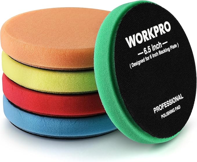 WORKPRO 6.5 Inch Buffing Sponge Pads, Cutting Polishing Pad Kit - Image 2