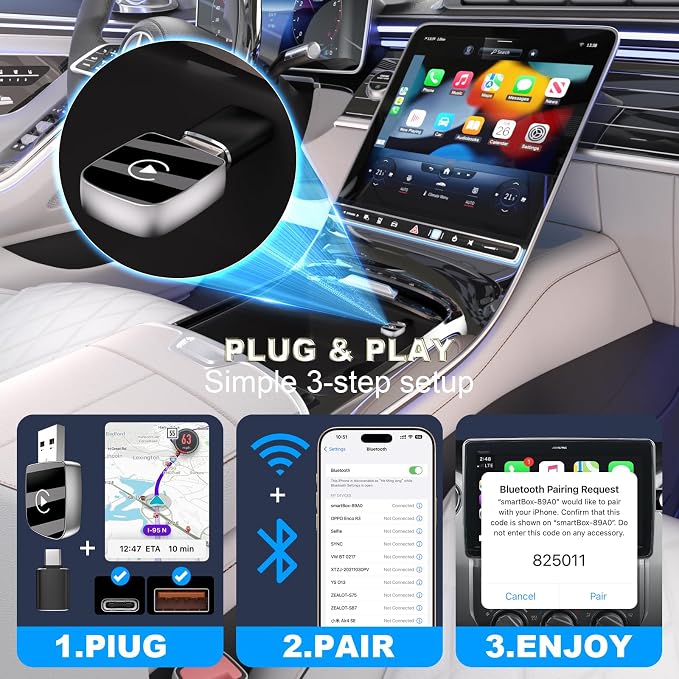 Wireless CarPlay Adapter-Mini Edition, Convert Factory Wired to Wireless Apple - Image 3