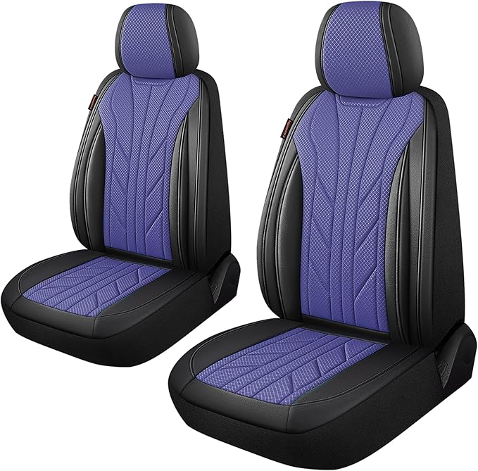 CAROMOP Luxury Faux Leather&Fabric Car Seat Covers 2 Front Seats by CAROMOP