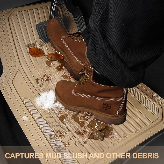 CAR PASS Heavy Duty Sporty Rubber Car Mats, Deep Dish All Weather Car Floor - Image 8