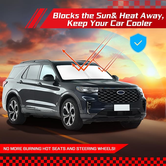 ARISMOTOR Windshield Sun Shade for Ford Explorer 2020-2025, Custom Fit Foldable - Image 7