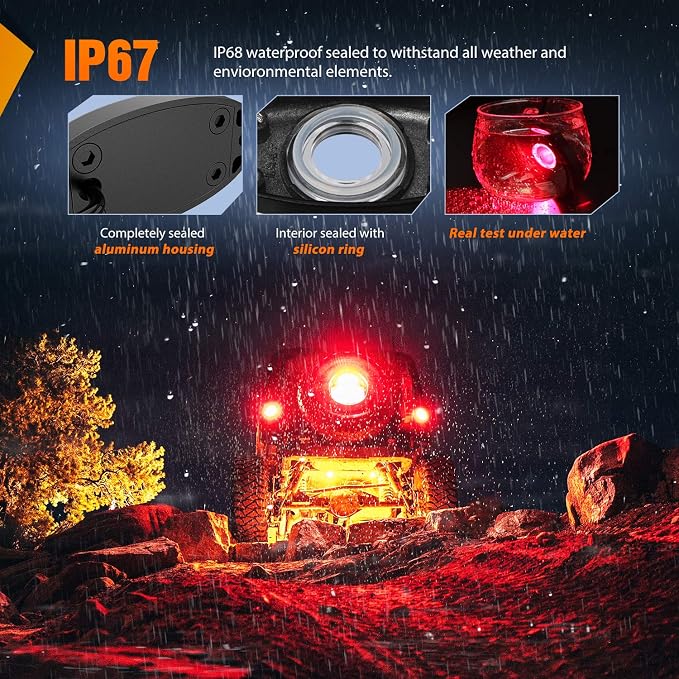 Nilight LED Rock Light 4PCS Underglow Wheel Well Pods Waterproof Exterior - Image 5