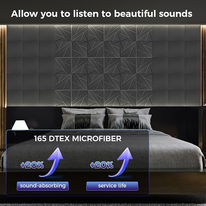 15 pcs 165dtex Microfiber Acoustic Panels ，Self-Adhesive Soundproof Wall Panels - Image 2