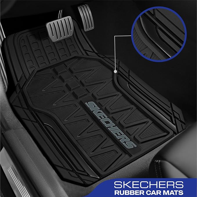 Skechers Car Floor Mats, Heavy Duty Rubber Car Mats Full Set, All WeatherFloor - Image 2