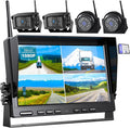 Fookoo HD 10" Wireless Backup Camera System, 1080P 10-inch Quad Split Monitor by FOOKOO