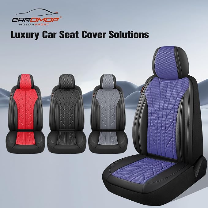 CAROMOP Luxury Faux Leather&Fabric Car Seat Covers Full Set - Image 7