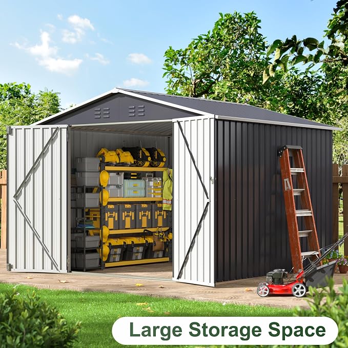 WKM 8x8 FT Outdoor Storage Shed, Utility Metal Tool Storage - Image 7