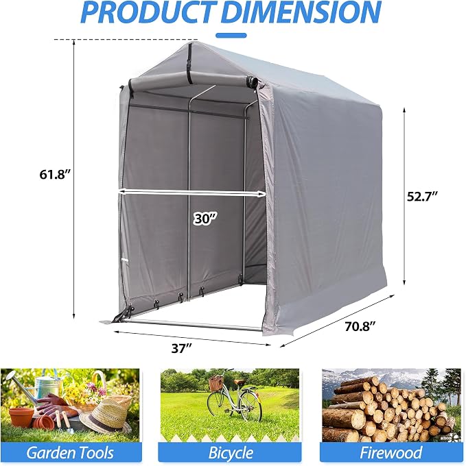Outdoor Storage Shed 6 x 3Ft Heavy Duty Portable Storage Shelter - Image 2