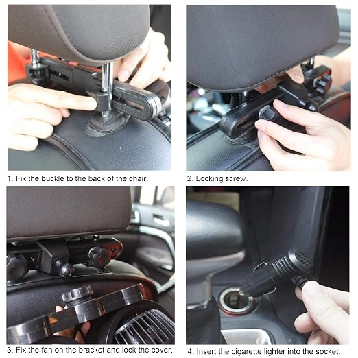 Car Fan for Backseat Auto 12V Electric Cooling Fan Portable Car Seat Headrest - Image 4