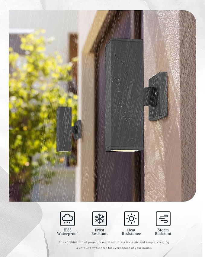 Ken & Ricky Outdoor Wall Lights, Modern Outdoor Light Fixture, Aluminum - Image 6