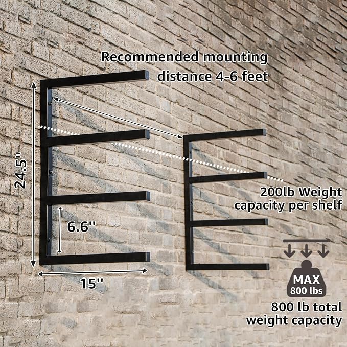 YYR Wood Organizer and Lumber Storage Rack Wall Mount, Heavy Duty Metal Shelf - Image 2