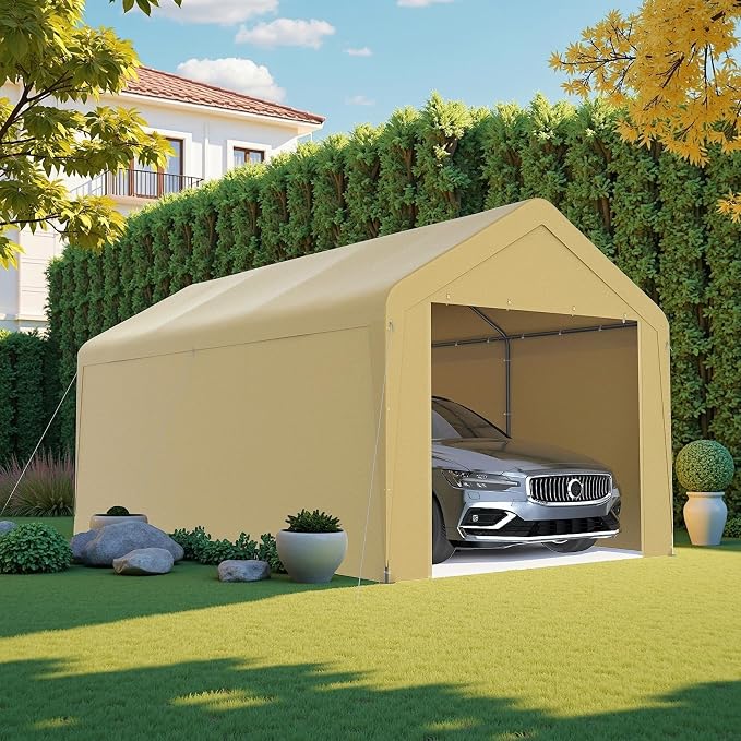 Carport 10x20 Heavy Duty Portable Garage w/Removable Sidewalls & Roll-Up Door by Kecreque