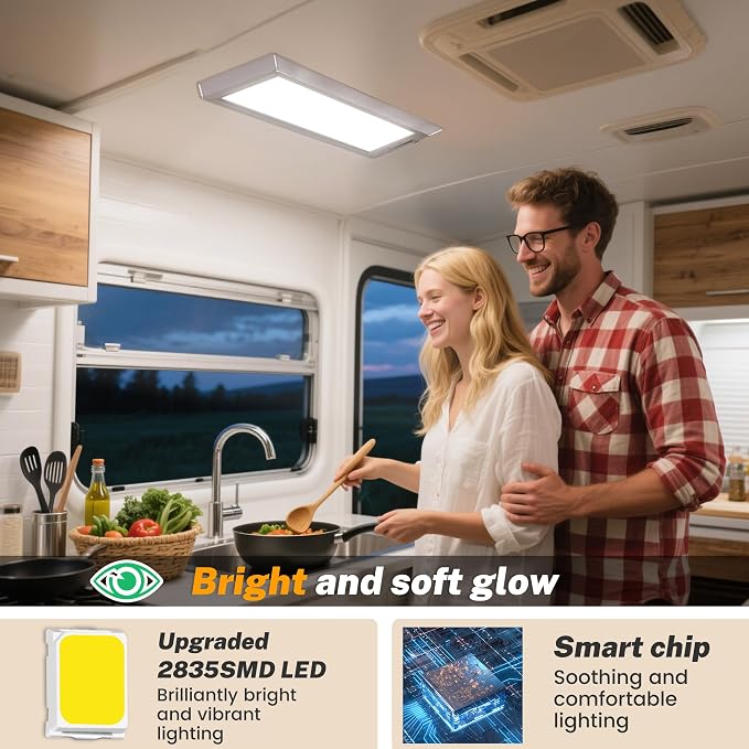 RV Lights Interior, 3 Color RV LED Super Bright Fixture, 12V RV Ceiling Dome - Image 4