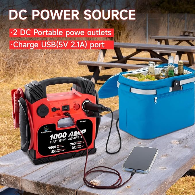 Car Battery Jump Starter with Air Compressor Portable Tire Inflator, 260PSI - Image 5