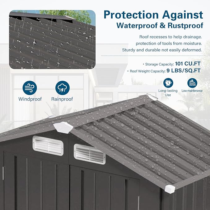 ARMSET 6x3.5 FT Metal Outdoor Storage Shed - Image 3