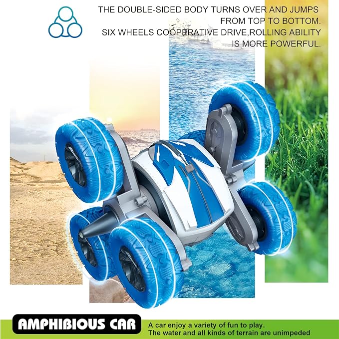 Threeking Waterproof RC Stunt Car Remote Control Cars Double-Sided Driving 360 - Image 4