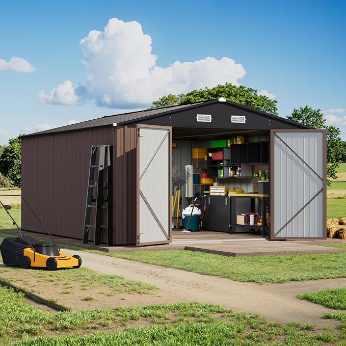 Greesum 10×14 FT Outdoor Storage Shed, Metal Storaged Sheds Without Floor - Image 2