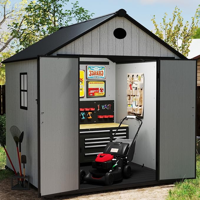 7.3 x 7.3 FT Shed Resin Outdoor Storage by ZYJOYY