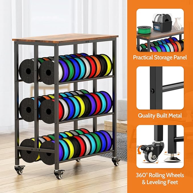 3D Printer Filament Cart, 2 Rows Filament Storage Rack Shelf - Image 4