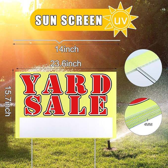 Marsui 3 Pcs Yard Sale Sign 23.6 x 15.7 Inch Double Sided Yard Sale Sign - Image 2